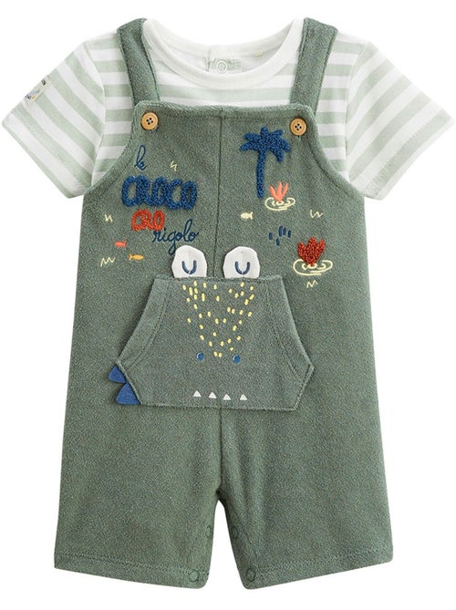 Ensemble salopette bébé en éponge et t-shirt Crocro rigolo - Kiabi