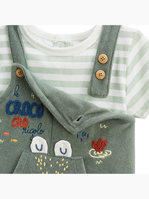 Ensemble salopette bébé en éponge et t-shirt Crocro rigolo - Kiabi
