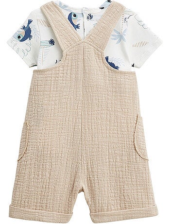 Ensemble salopette bébé en gaze de coton et t