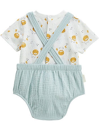 Ensemble salopette bébé en gaze de coton et t