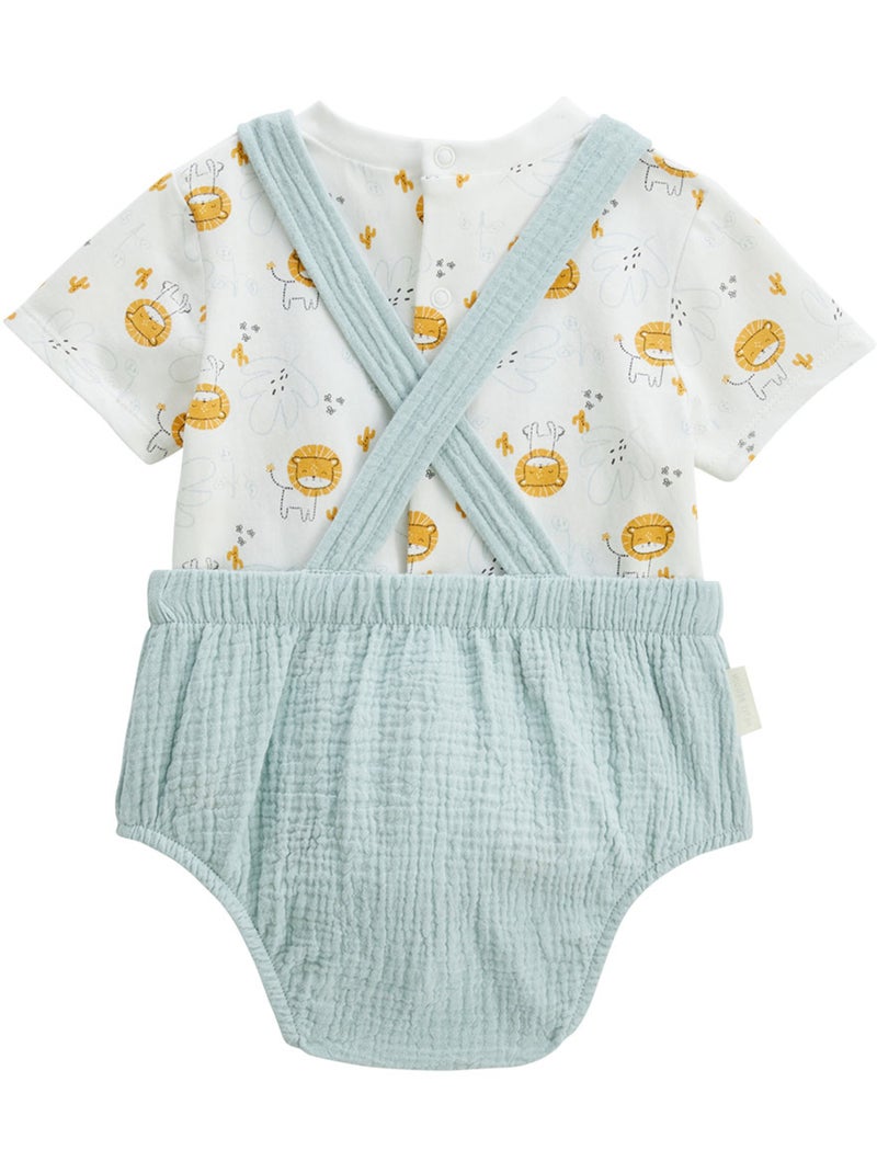 Ensemble salopette bébé en gaze de coton et t Bleu - Kiabi