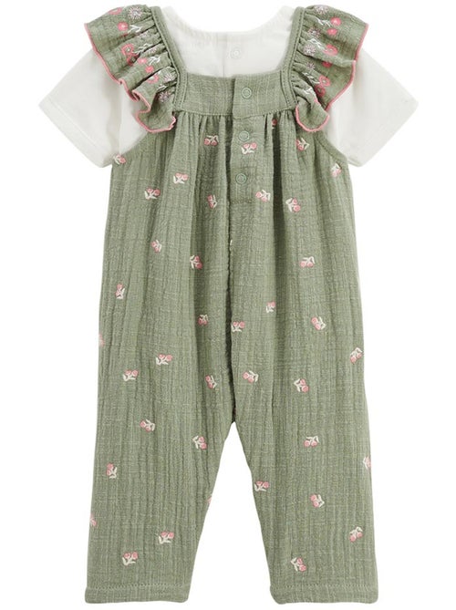 Ensemble salopette bébé en gaze de coton et t - Kiabi Ensemble salopette bébé en gaze de coton et t - Kiabi