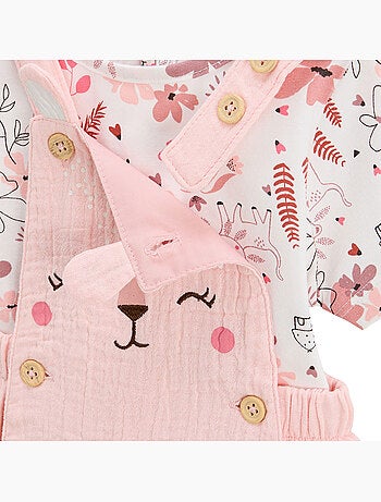 Ensemble salopette bébé en gaze de coton et t