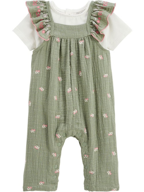 Ensemble salopette bébé en gaze de coton et t-shirt Anaelle - Kiabi