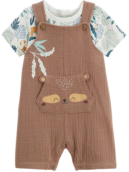 Ensemble salopette bébé en gaze de coton et t-shirt Baroudeur - Kiabi