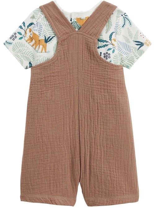 Ensemble salopette bébé en gaze de coton et t-shirt Baroudeur - Kiabi