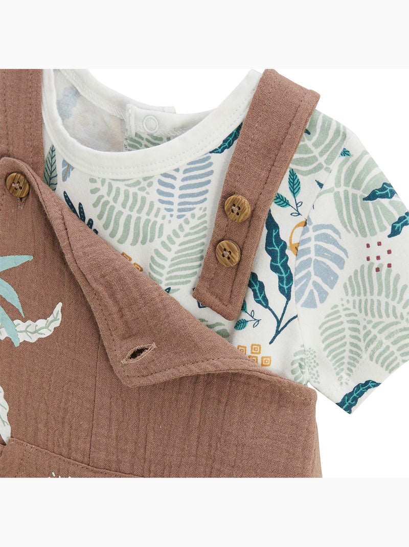 Ensemble salopette bébé en gaze de coton et t-shirt Baroudeur Marron - Kiabi