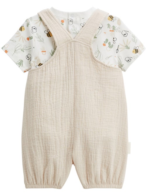 Ensemble salopette bébé en gaze de coton et t-shirt Eden - Kiabi