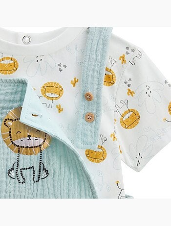 Ensemble salopette bébé en gaze de coton et t-shirt Elio