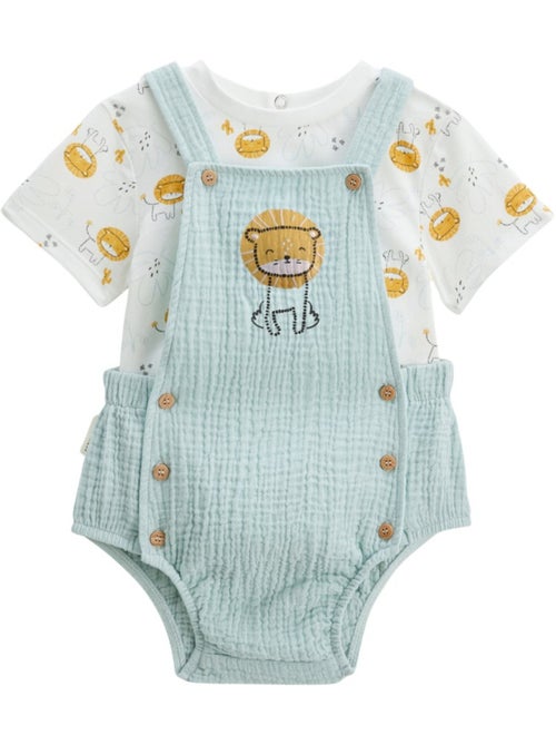 Ensemble salopette bébé en gaze de coton et t-shirt Elio - Kiabi