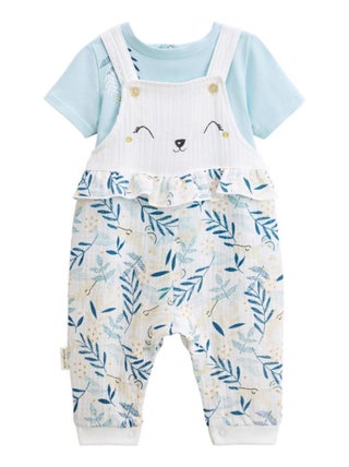 Ensemble salopette bébé en gaze de coton et t-shirt Iskia