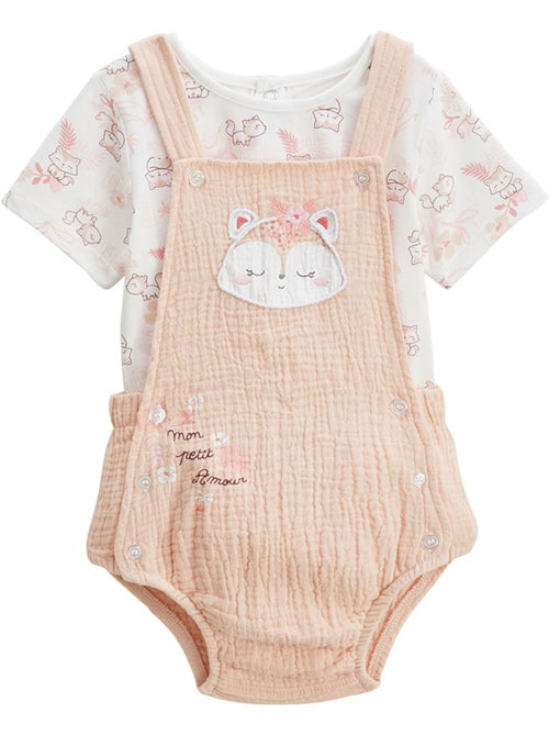 Ensemble salopette bébé en gaze de coton et t-shirt Louison - Kiabi