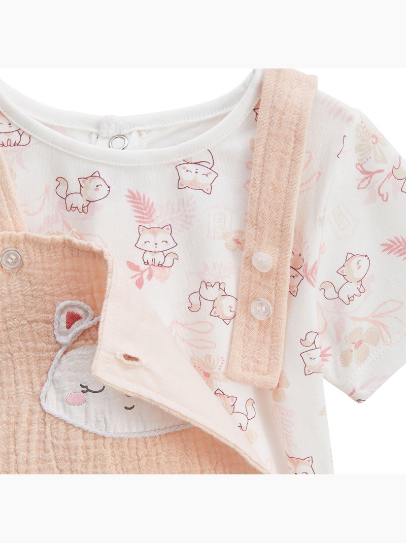 Ensemble salopette bébé en gaze de coton et t-shirt Louison Rose - Kiabi
