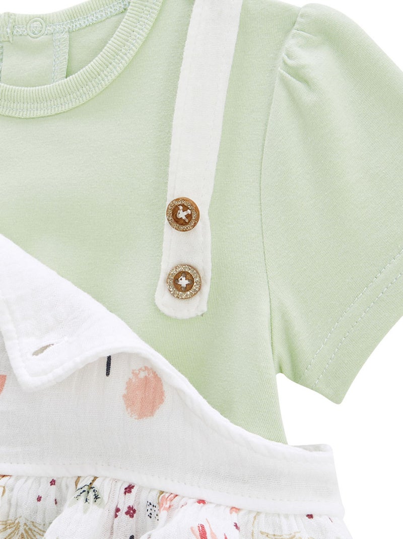 Ensemble salopette bébé en gaze de coton et t-shirt Petit Paradis Vert - Kiabi