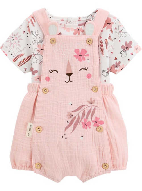 Ensemble salopette bébé en gaze de coton et t-shirt Petit Safari - Kiabi
