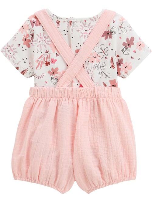 Ensemble salopette bébé en gaze de coton et t-shirt Petit Safari - Kiabi