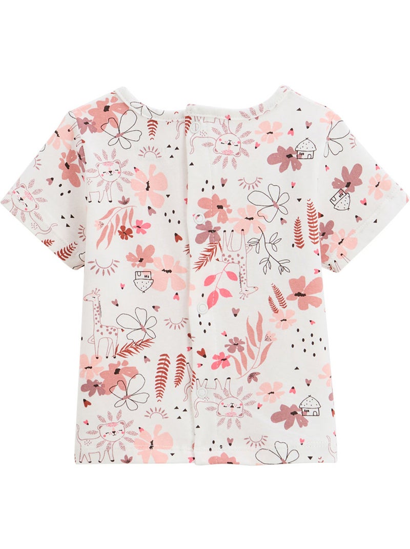 Ensemble salopette bébé en gaze de coton et t-shirt Petit Safari Rose - Kiabi