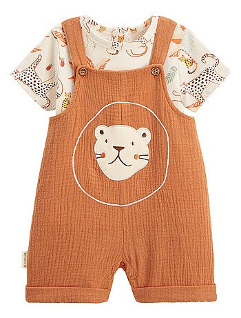 Ensemble salopette bébé en gaze de coton et t-shirt Tango