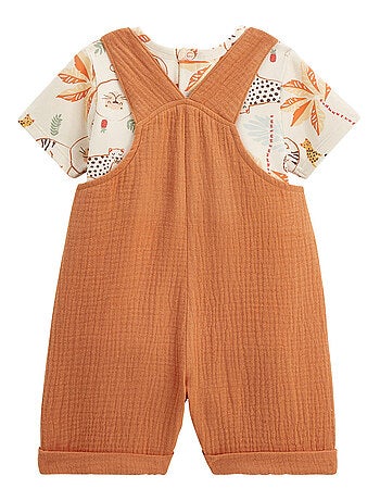 Ensemble salopette bébé en gaze de coton et t-shirt Tango