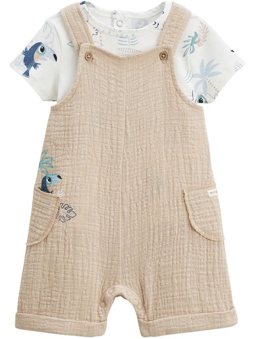Ensemble salopette bébé en gaze de coton et t-shirt Toucana - Kiabi