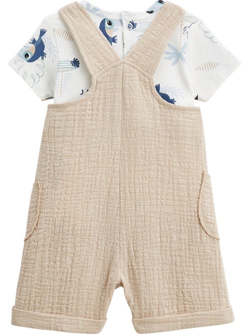 Ensemble salopette bébé en gaze de coton et t-shirt Toucana - Kiabi