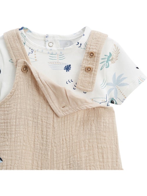 Ensemble salopette bébé en gaze de coton et t-shirt Toucana - Kiabi