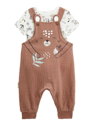 Ensemble salopette bébé en gaze de coton et t-shirt Yao