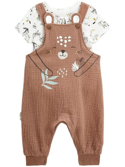 Ensemble salopette bébé en gaze de coton et t-shirt Yao - Kiabi