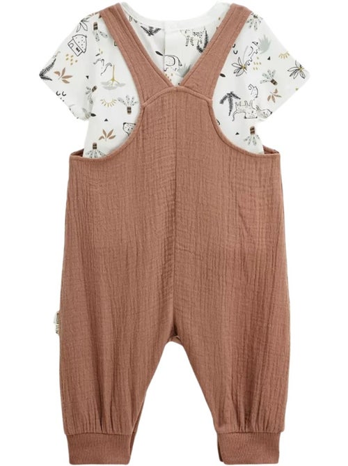 Ensemble salopette bébé en gaze de coton et t-shirt Yao - Kiabi