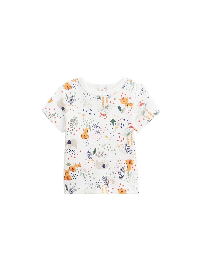 Ensemble salopette bébé en lin et t-shirt Savane Family Kaki - Kiabi