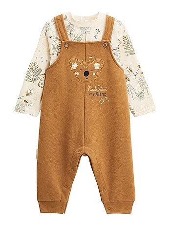 Ensemble salopette bébé en molleton et t