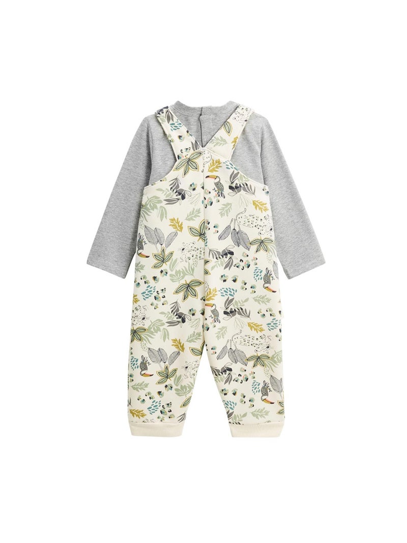 Ensemble salopette bébé en molleton et t-shirt Boavista Ecru - Kiabi
