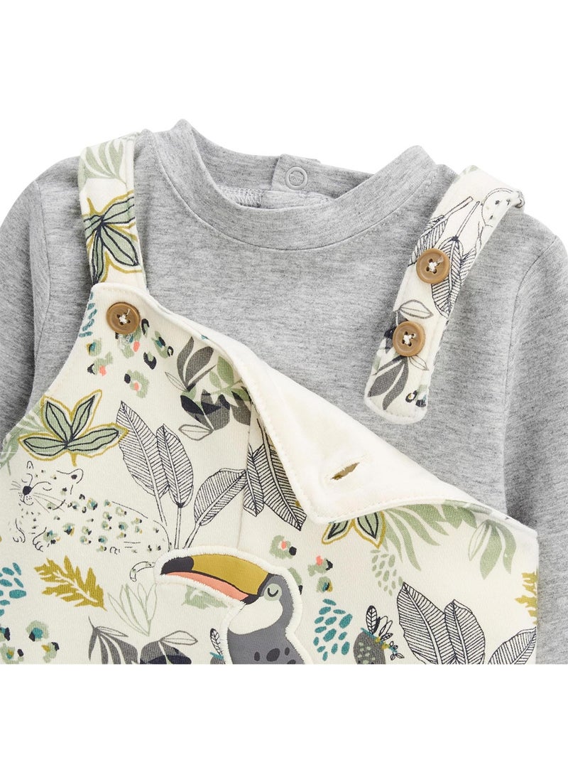 Ensemble salopette bébé en molleton et t-shirt Boavista Ecru - Kiabi