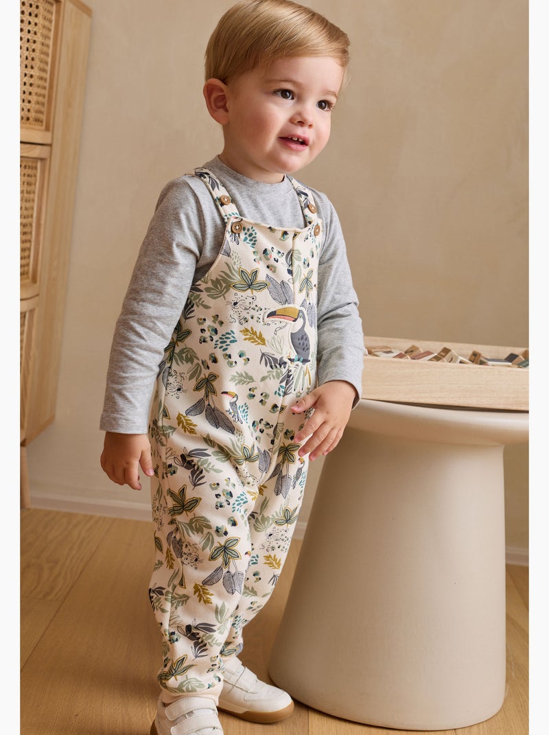 Ensemble salopette bébé en molleton et t-shirt Boavista Ecru - Kiabi