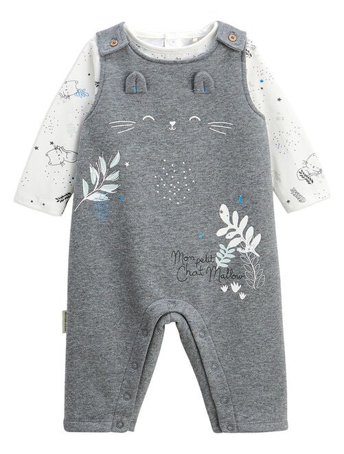 Ensemble salopette bébé en molleton et t-shirt Chatmallow - Kiabi