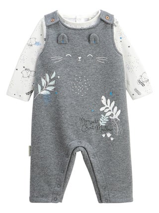 Ensemble salopette bébé en molleton et t-shirt Chatmallow