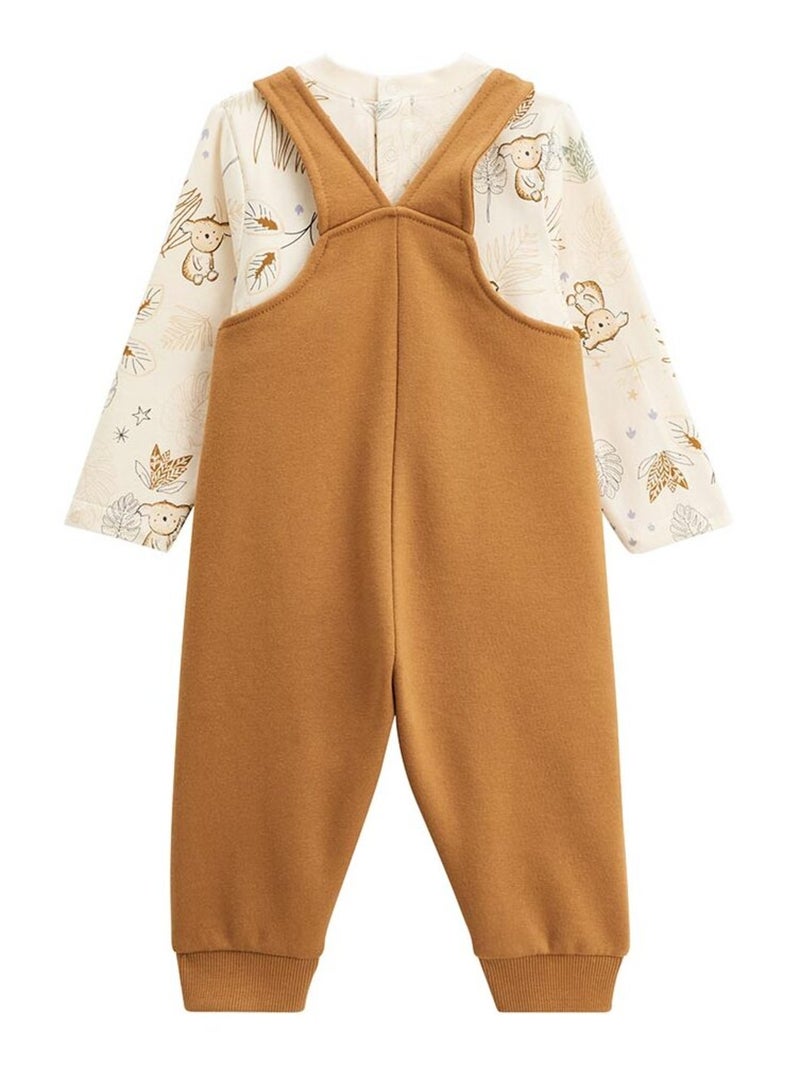 Ensemble salopette bébé en molleton et t-shirt Constellation Camel - Kiabi