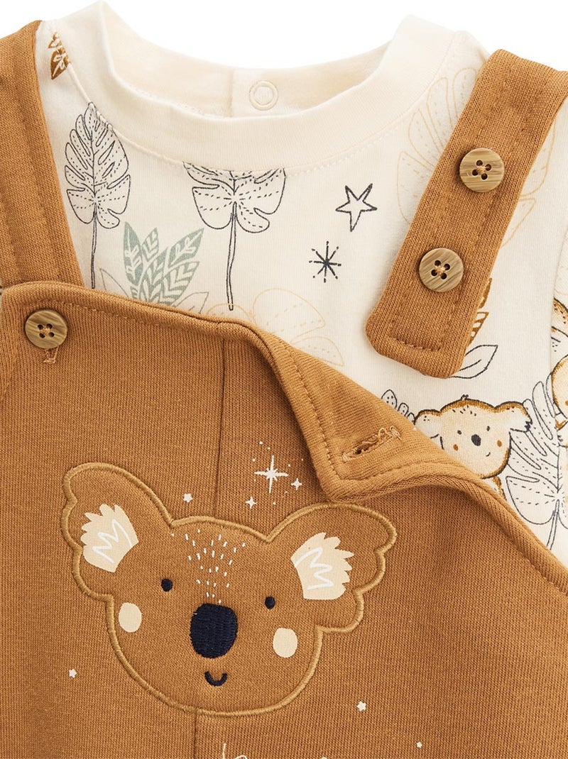 Ensemble salopette bébé en molleton et t-shirt Constellation Camel - Kiabi