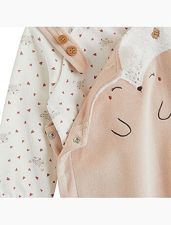 Ensemble salopette bébé en molleton et t-shirt doucette