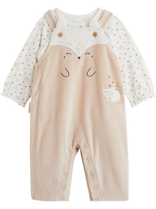 Ensemble salopette bébé en molleton et t-shirt doucette - Kiabi Ensemble salopette bébé en molleton et t-shirt doucette - Kiabi