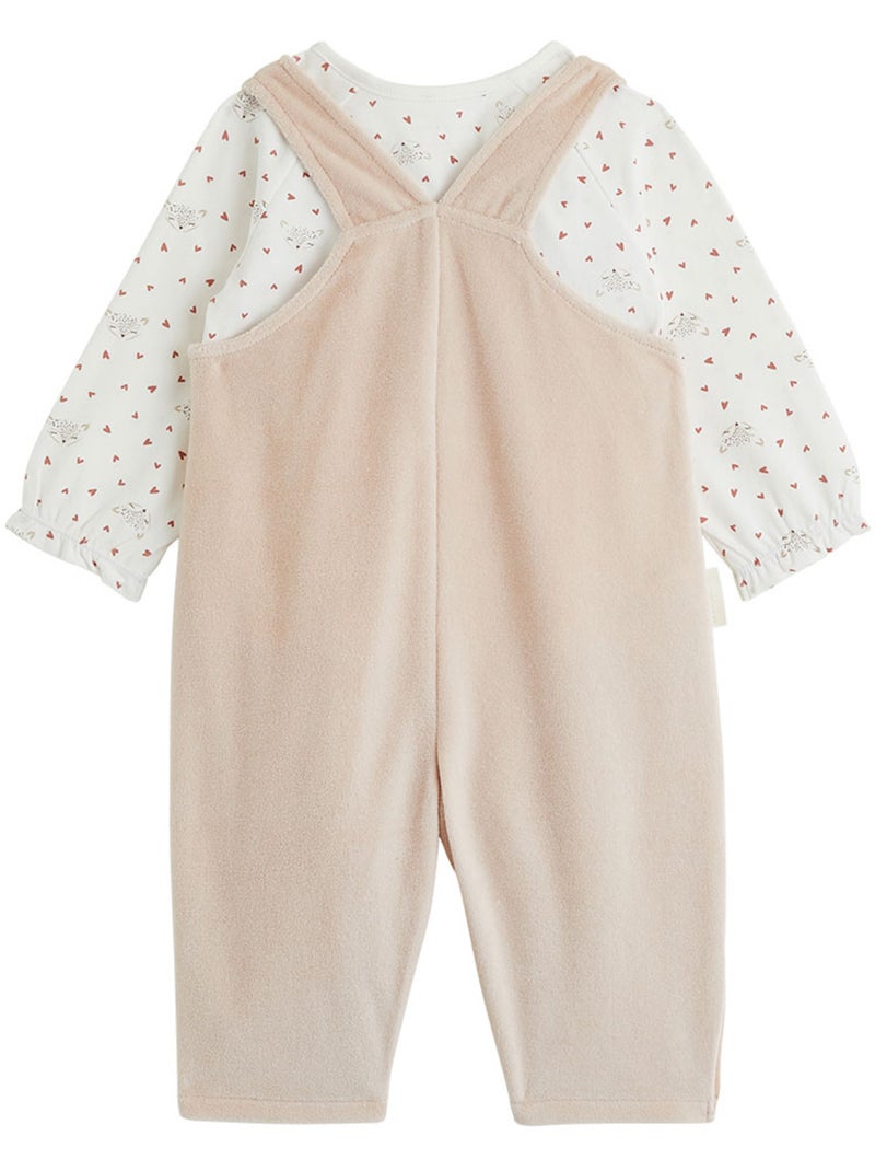 Ensemble salopette bébé en molleton et t-shirt doucette Rose - Kiabi