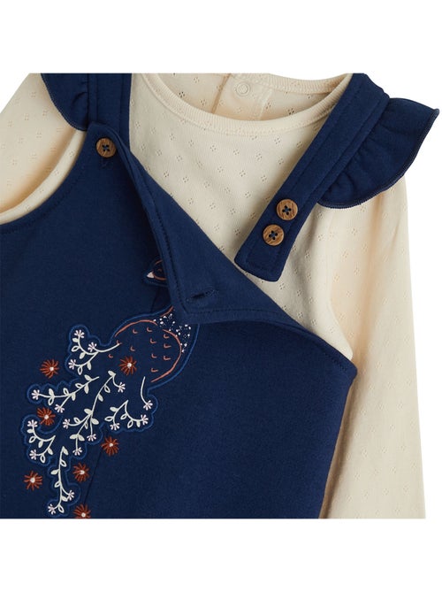 Ensemble salopette bébé en molleton et t-shirt en pointelle ollie - Kiabi Ensemble salopette bébé en molleton et t-shirt en pointelle ollie - Kiabi