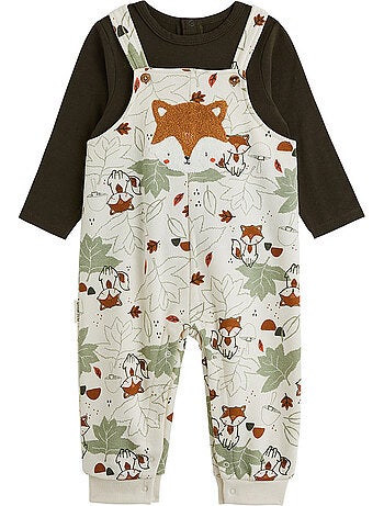 Ensemble salopette bébé en molleton et t-shirt Ginkgo