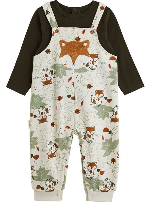 Ensemble salopette bébé en molleton et t-shirt ginkgo - Kiabi