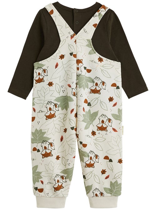 Ensemble salopette bébé en molleton et t-shirt ginkgo - Kiabi