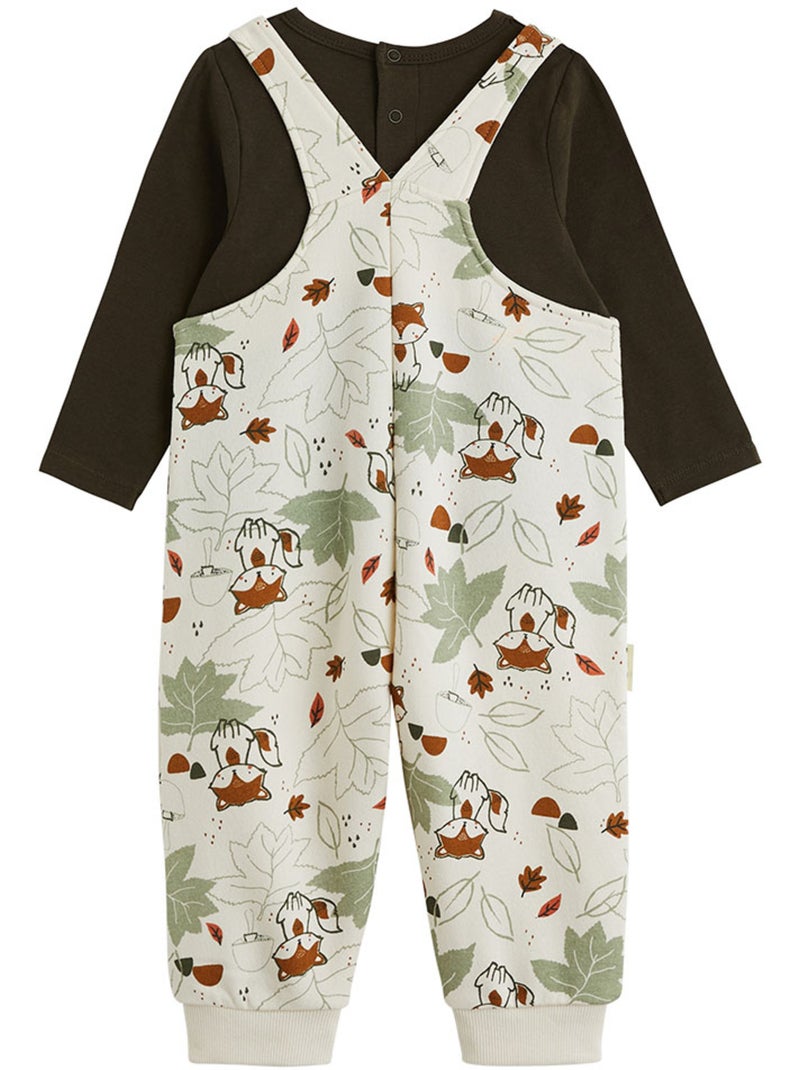 Ensemble salopette bébé en molleton et t-shirt Ginkgo Ecru - Kiabi