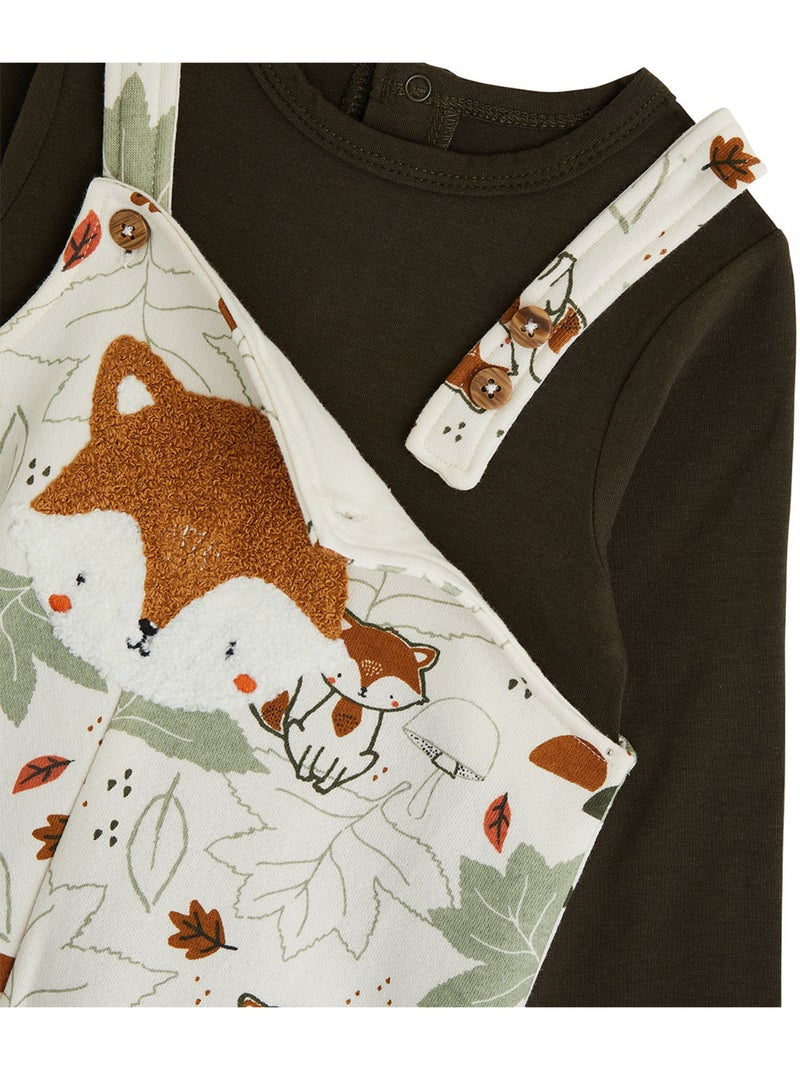 Ensemble salopette bébé en molleton et t-shirt Ginkgo Ecru - Kiabi