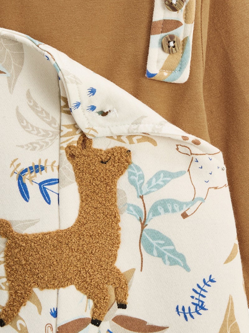 Ensemble salopette bébé en molleton et t-shirt Lamascotte Ecru - Kiabi