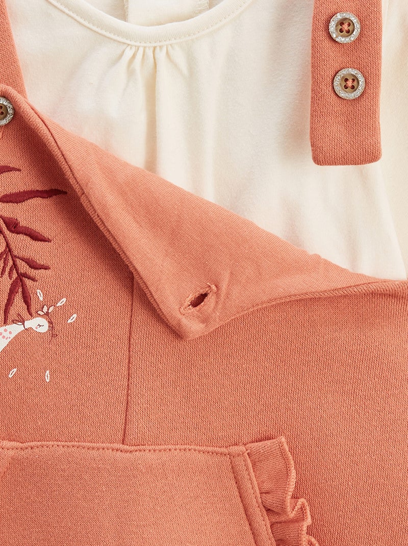 Ensemble salopette bébé en molleton et t-shirt Manouk Orange corail - Kiabi