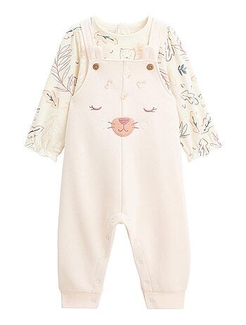 Ensemble salopette bébé en molleton et t-shirt matcha